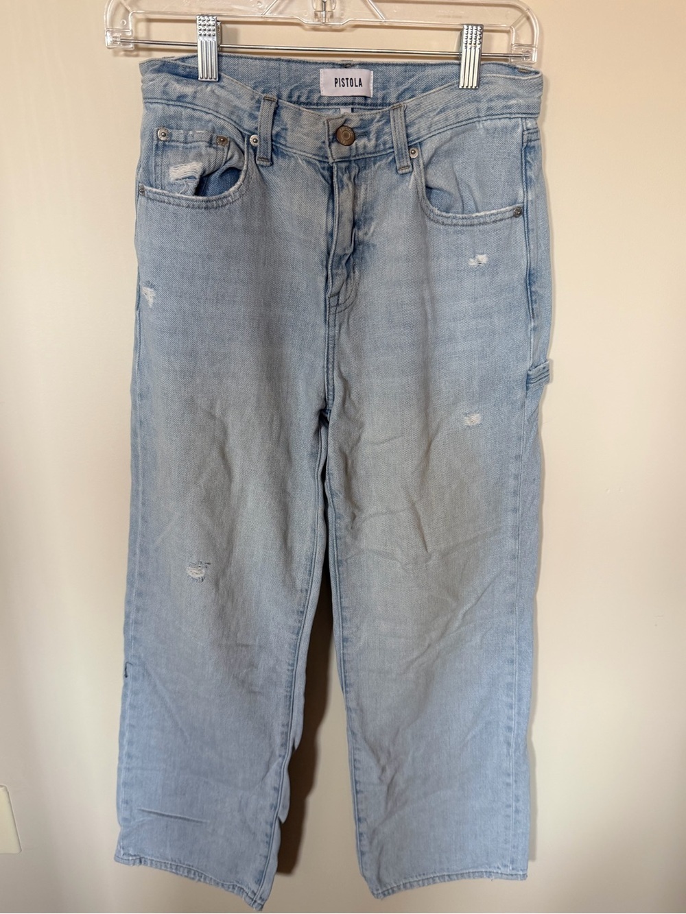 Pistola wide leg cargo pants light wash size 25